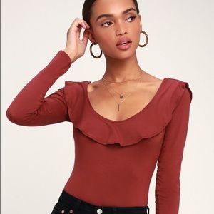 Lulus LONG SLEEVE RUFFLED BODYSUIT